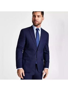 Alfani Men's Slim-Fit Stretch Navy Blue Suit Jacket Blazer Sport Coat 40 Long